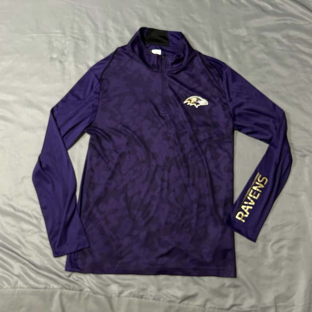 NFL Team Apparel Baltimore Ravens 1/4 Zip Pullover Size M Purple
